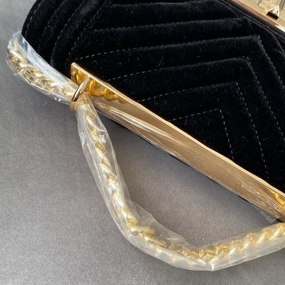 **NWT **ALDO Black Velvet Gold Hardware Evening Shoulder Crossbody Bag - Picture 4 of 8